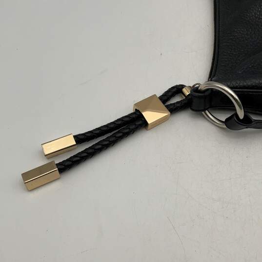Michael Kors Womens Black Gold Leather Adjustable Strap Crossbody Bag Purse image number 6