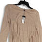 NWT Womens Brown Round Neck Long Sleeve Pullover Blouse Top Size XXS image number 4