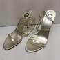 G by GUESS Roselyn Gold Leather Strap Sandal Heels Shoes Size 10 M image number 2