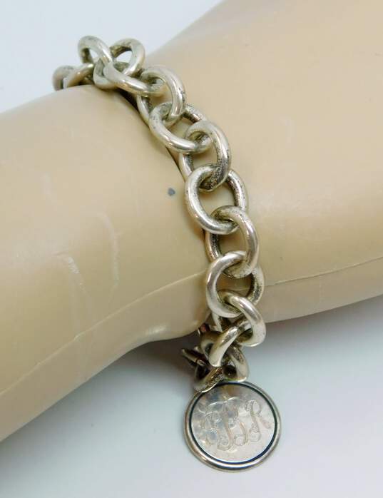 James Avery 925 Etched Monogram Initials Circle Charm Cable Chain Bracelet 29.1g image number 3