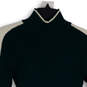 Womens Green White Knitted Mock Neck Long Sleeve Pullover Sweater Size S image number 3