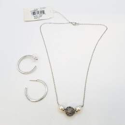 Givenchy Silver Tone Faux Pearl A Crystal Jewelry Bundle 2 Pcs 9.3g Weighted W/Tag