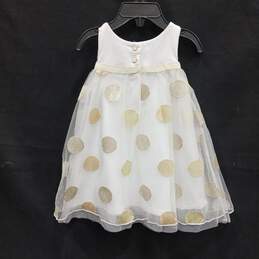 NWT Baby Girls White Gold Polka Dots Sleeveless A Line Dress Size 3-6 Months alternative image