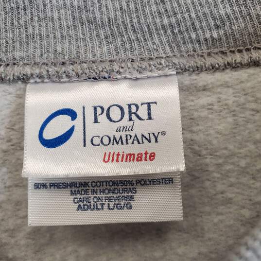 Port & Company Men Gray Crewneck Sweatshirt sz L image number 3