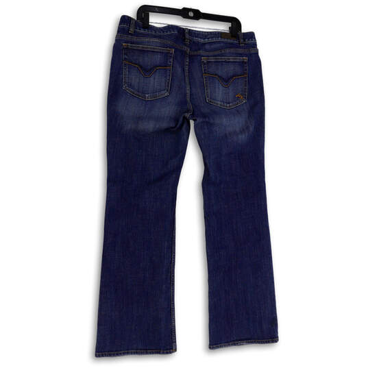 Mens Blue Medium Wash Mid-Rise Pockets Stretch Denim Wide Leg Jeans Size 16 image number 2