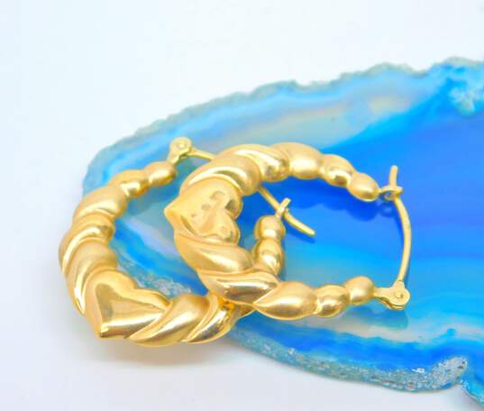 Romantic 14k Yellow Gold Shrimp Hoop Earrings 1.3g image number 1