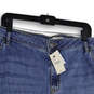 NWT Womens Blue Medium Wash Flat Front Stretch Denim Jean Shorts Size 28 image number 3