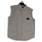 Mens Gray Spread Collar Sleeveless Chest Pocket Button-Up Shirt Size XL image number 1