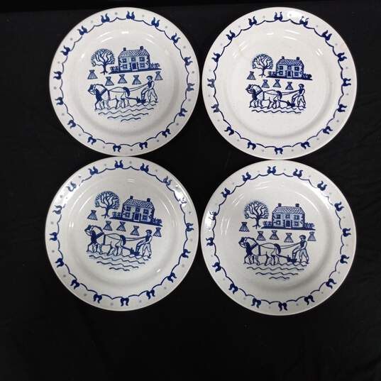 4pc Set of Poppytrail Provincial Blue Dinner Plates image number 2