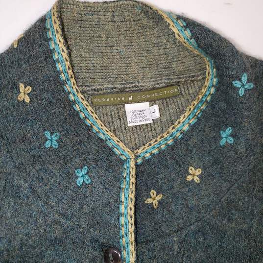 Peruvian Connection Baby Alpaca/Wool Blend Button Up Cardigan Sweater Size L image number 3