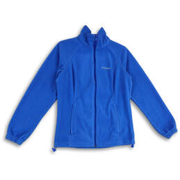Womens Blue Long Sleeve Mock Neck Full-Zip Jacket Size Small