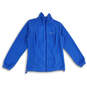 Womens Blue Long Sleeve Mock Neck Full-Zip Jacket Size Small image number 1