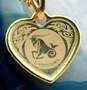 18K Gold Etched Capricorn Heart Pendant Fancy Ball Bead Chain Necklace 4.5g image number 2
