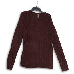Womens Maroon Knit Long Sleeve Crew Neck Pullover Sweater Size M