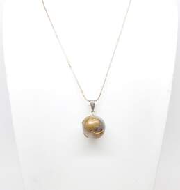 Taxco 925 & Brass World Globe Chime Pendant Necklace & Chevron Chain Bracelet alternative image