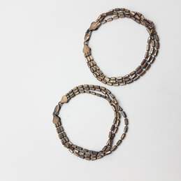 925 Silver Tube Beaded Lot of 2 Chain Bracelets