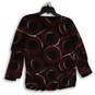 Womens Burgundy Black Geometric Long Sleeve Pullover Blouse Top Size M image number 2