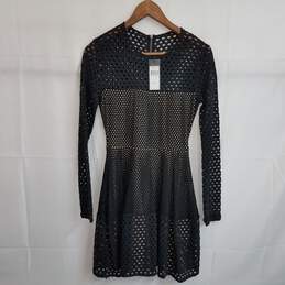 BCBG black textured knit long sleeve dress S nwt