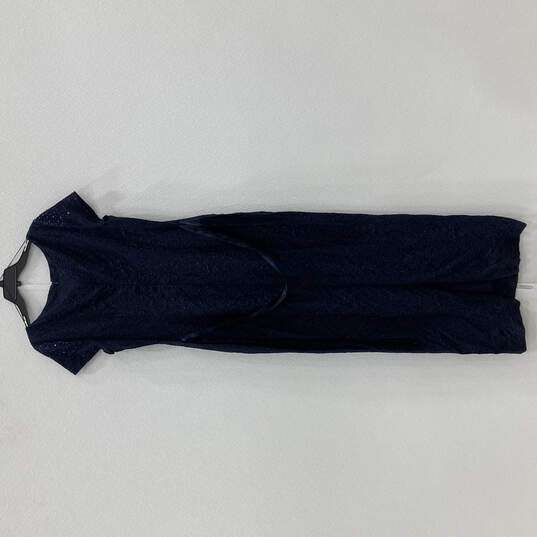 Womens Blue Floral Sequin Short Sleeve Belted Back Zip Maxi Dress Size 16 image number 2