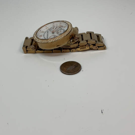 Designer Michael Kors MK-5425 Rose Gold-Tone Round Dial Analog Wristwatch image number 3