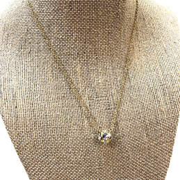 Designer Kate Spade Gold-Tone Link Chain Crystal Cut Stone Charm Necklace