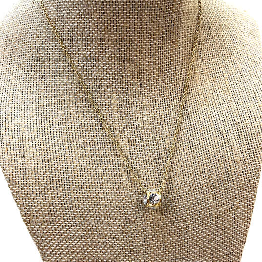Designer Kate Spade Gold-Tone Link Chain Crystal Cut Stone Charm Necklace image number 1