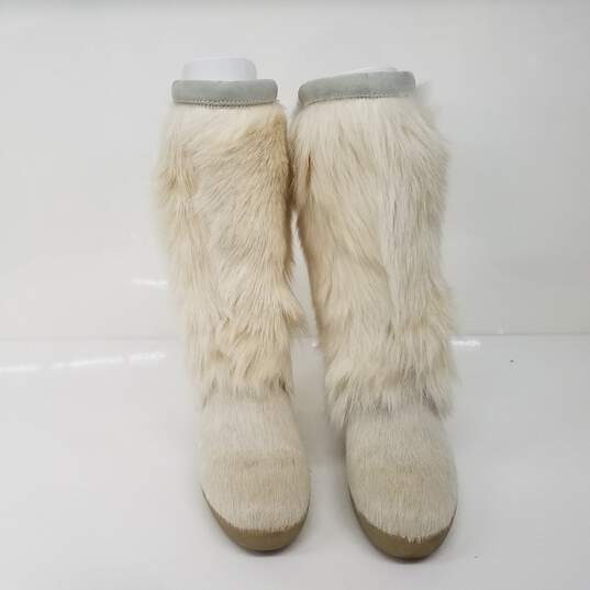 Tecnica White Pony Hair Fur Winter Boots Women's Size 7 image number 2