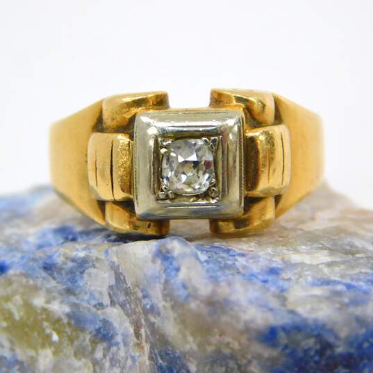 Vintage 14K Yellow Gold 0.25 CT Round Diamond Ring 7.3g image number 1