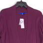 NWT Womens Purple Knitted Bell Sleeve Open Front Cardigan Sweater Size L image number 3