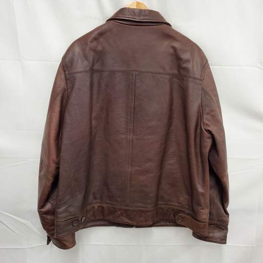 Chaps MN's Genuine Brown Leather Jacket Size XL image number 2