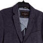 Mens Blue Long Sleeve Notch Lapel Single Breasted Two Button Blazer Size L image number 3