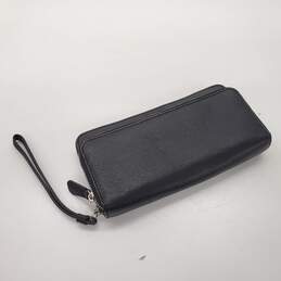 Coach Double Zip Black Leather Long Wallet Clutch