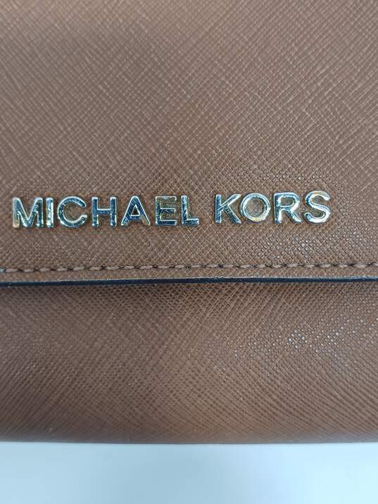 Michael Kors Brown Faux Leather Clutch/Wallet image number 4