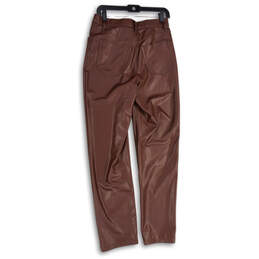 Womens Brown Leather Flat Front Straight Leg Ankle Pants Size 28/6L alternative image
