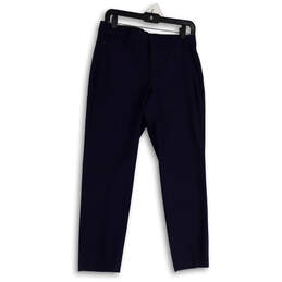 NWT Womens Blue Flat Front Slash Pocket Slim-Fit Straight Leg Dress Pants 2