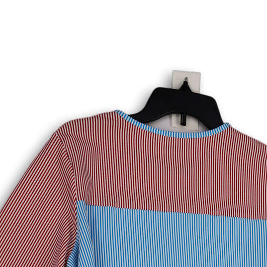 Womens Multicolor Striped Round Neck Long Sleeve Pullover T-Shirt Size L image number 4