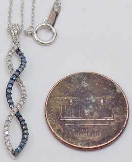 10K White Gold 0.25 CTTW Blue & White Diamond Twist Pendant Necklace 1.9g alternative image