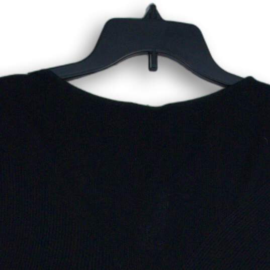 Ann Taylor Womens Black Round Neck Cap Sleeve Pullover T-Shirt Size Small image number 4