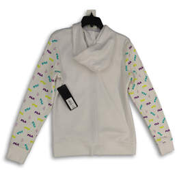 NWT Womens White Long Sleeve Kangaroo Pocket Pullover Hoodie Size Medium alternative image