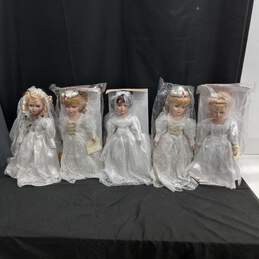 Set of 5 The Heirloom Collection 16" Porcelain Bride Dolls