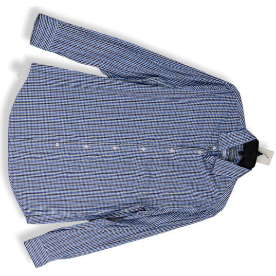 Womens Blue Plaid Slim Fit Stretch Button-Up Shirt Size 15.5 31/33 Medium image number 1