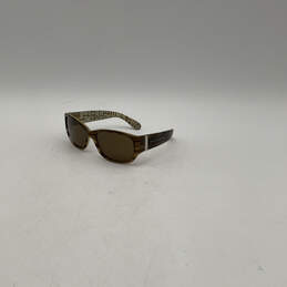 Womens Brown Framed Polarized Lens Full Rim Rectangular Sunglasses