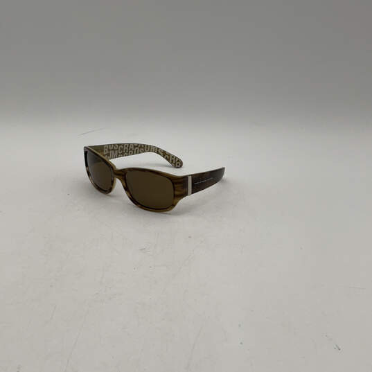 Womens Brown Framed Polarized Lens Full Rim Rectangular Sunglasses image number 1