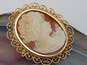 Vintage 14K Yellow Gold Carved Cameo Brooch 6.7g image number 1