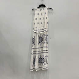 NWT Womens White Blue Floral Print Round Neck Sleeveless A-Line Dress Sz S alternative image
