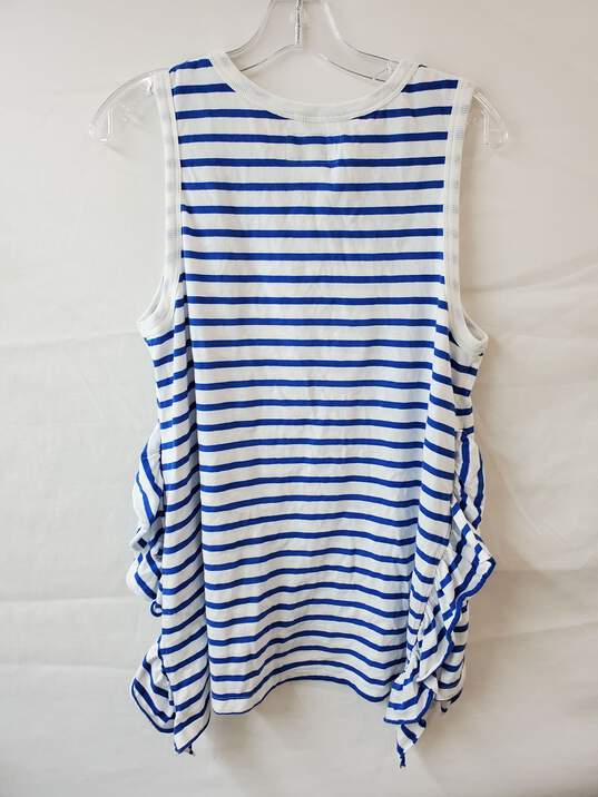 Current Elliot Size 3 Side Slit Ruffle Bright Blue and White Stripes image number 2