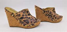 Michael Kors Belinda Leopard Wedge Mule Sandals Women's Shoes Suede Size: 6M alternative image