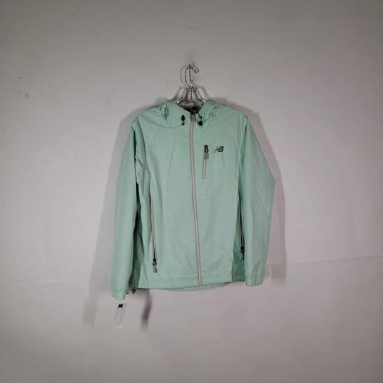 Womens Chest Pocket Long Sleeve Full-Zip Hooded Windbreaker Jacket Size Medium image number 1
