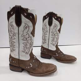 Men's Red Hawk Size 8.5 White and Brown Boots