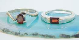 Contemporary 925 Faceted Topaz & Garnet Wavy Bypass Solitaire & Band Rings Variety 12.8g alternative image